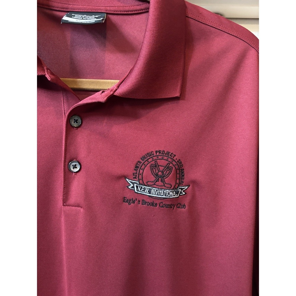 Nike‎ Golf Dri-FIT Polo Shirt Mens L Maroon Eagles Brooks Country Club Large